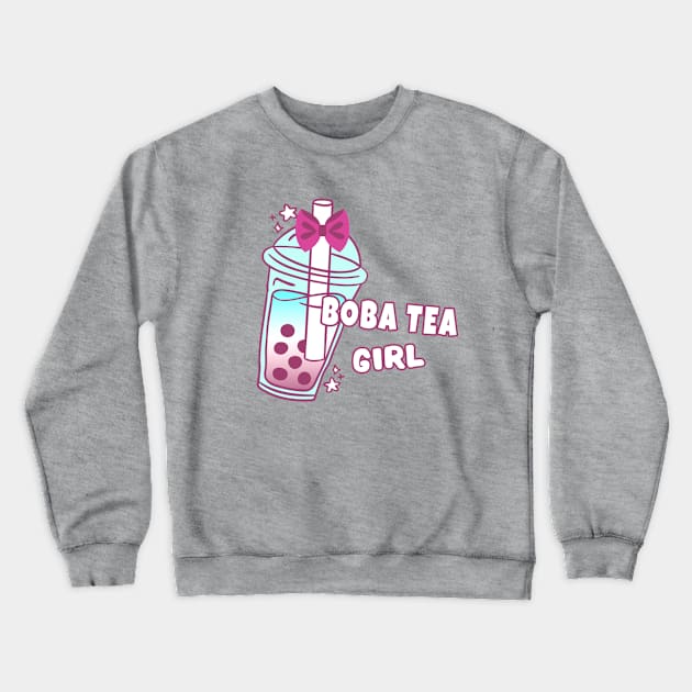 Boba Tea Girl Milk Bubble Balls Drinks Crewneck Sweatshirt by Sassee Designs